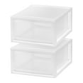 thumbnail image 1 of IRIS 30 Qt Stackable Storage Drawer, Plastic Drawer Organizer with Clear Doors for Pantry, Bedroom, Closet, 2Pk, 1 of 6