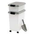 thumbnail image 1 of IRIS USA 30 lbs & 11 lbs Combo Airtight Dog Food Storage Container, Stackable Treat Box, 2-Cup Scoop, Casters, Keep Fresh, Easy Mobility, Chrome, 1 of 6