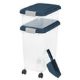thumbnail image 1 of IRIS USA 30 lbs & 11 lbs Combo Airtight Dog Food Storage Container, Stackable Treat Box, 2-Cup Scoop, Casters, Keep Fresh, Easy Mobility, Navy, 1 of 4