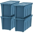 thumbnail image 1 of IRIS 31 Gal Utility Totes with Easy-Grip Handles Navy, Heavy-Duty Durable Stackable Storage Containers, 4Pk, 1 of 5