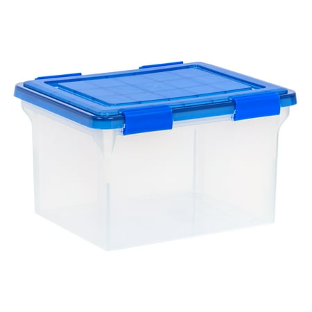 IRIS 32 Qt. Plastic Storage Bins with Sealed Lids, Clear Gasket Box, Legal Size File Boxes