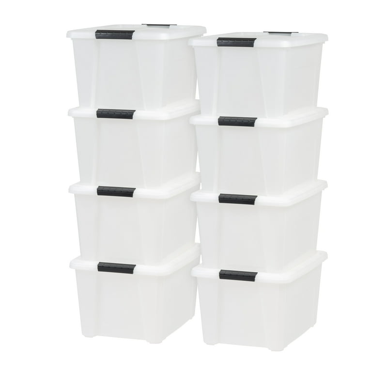 IRIS USA, 32 Quart Stack & Pull™ Plastic Storage Box with Buckles