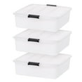 thumbnail image 1 of IRIS USA 33 Qt Plastic Under Bed Storage Organizer Bin Container with Secure Lids and Durable Black Buckles, Multi-Purpose for Clothes, Shoes, Clothing, and Bedding, Short, Clear, 3 Pack, 1 of 7
