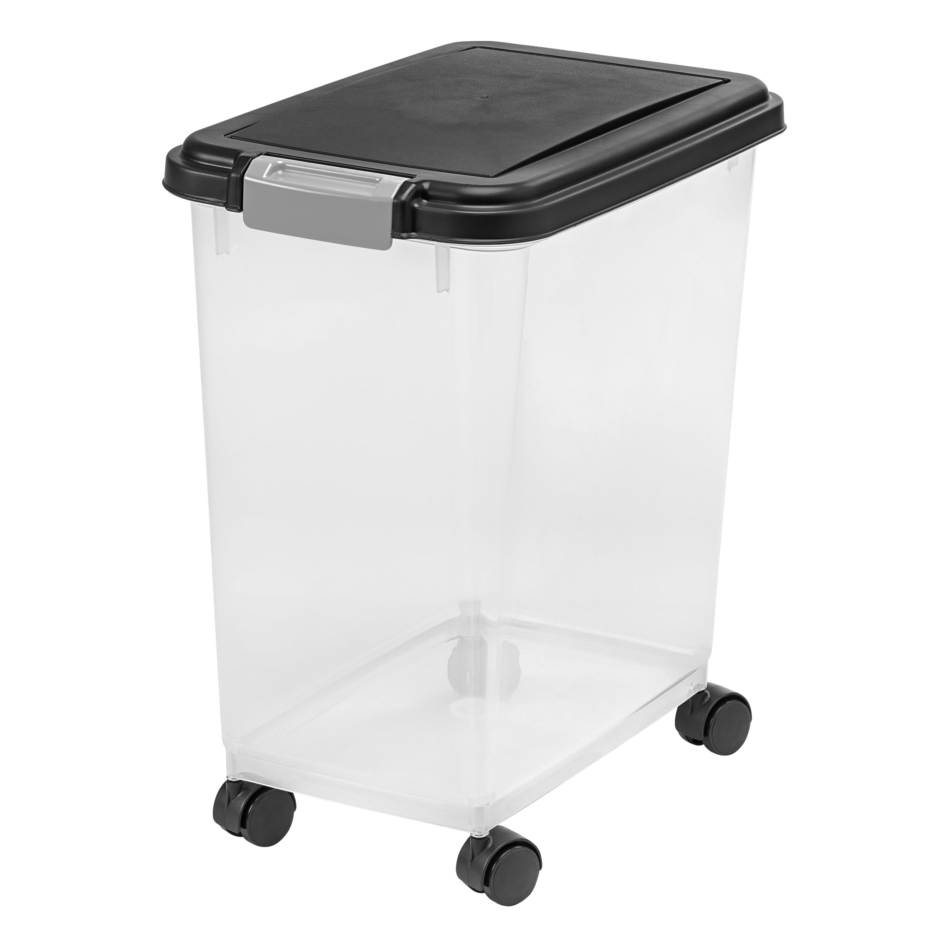 Premius Air-Tight Plastic Food Storage Container, Black-Clear, 3.1 Quart,  8x8x6 Inches 