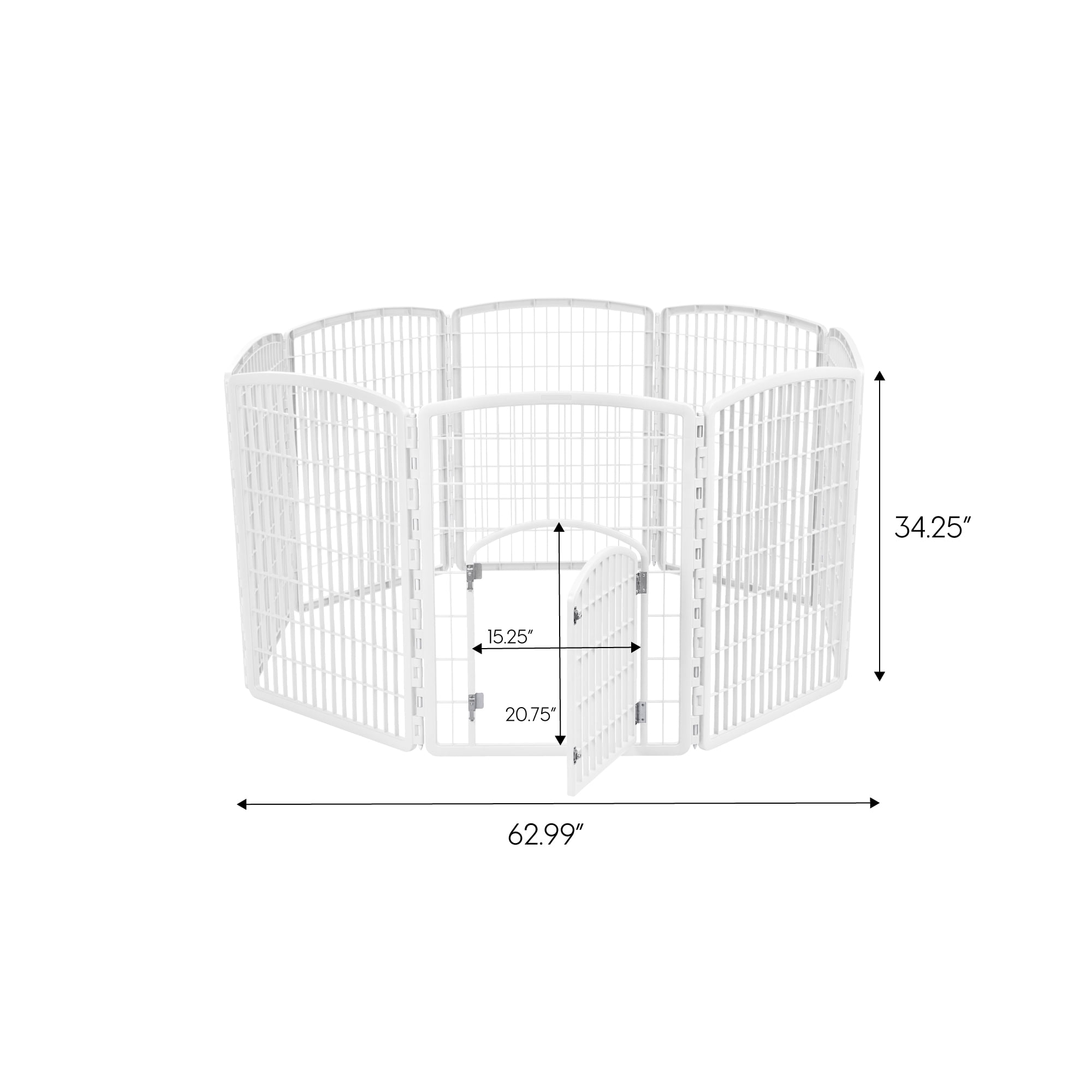White 34" Heavy-Duty Plastic 8-Panel Pet Playpen with Door