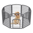 thumbnail image 1 of IRIS USA 34" Exercise 8-Panel Pet Playpen with Door, Dog Playpen, for Small, Medium, and Large Dogs, Keep Pets Secure, Easy Assemble, Rust-Free, Heavy-Duty Molded Plastic, Customizable, Gray, 1 of 3