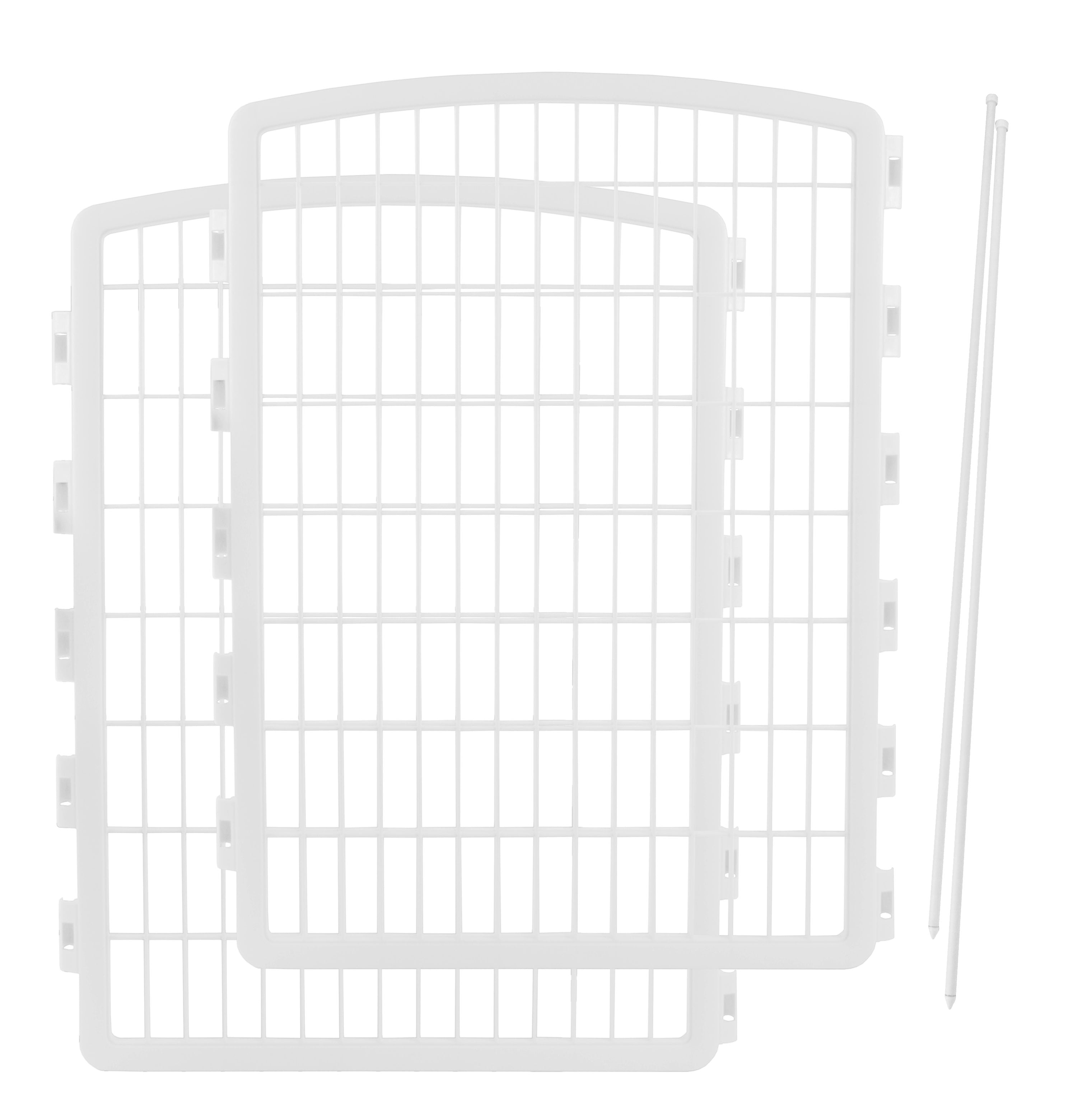IRIS USA 34'' Pet Playpen 2 Panel Add-On with Connecting Rods, Dog Playpen, Puppy Small Medium Dogs, Heavy-Duty Molded Plastic, Rust-Free, White