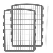 IRIS USA 34'' Pet Playpen 2 Panel Add-On with Connecting Rods, Dog Playpen, Small Medium Large Dogs, Heavy-Duty Molded Plastic, Rust-Free, Gray