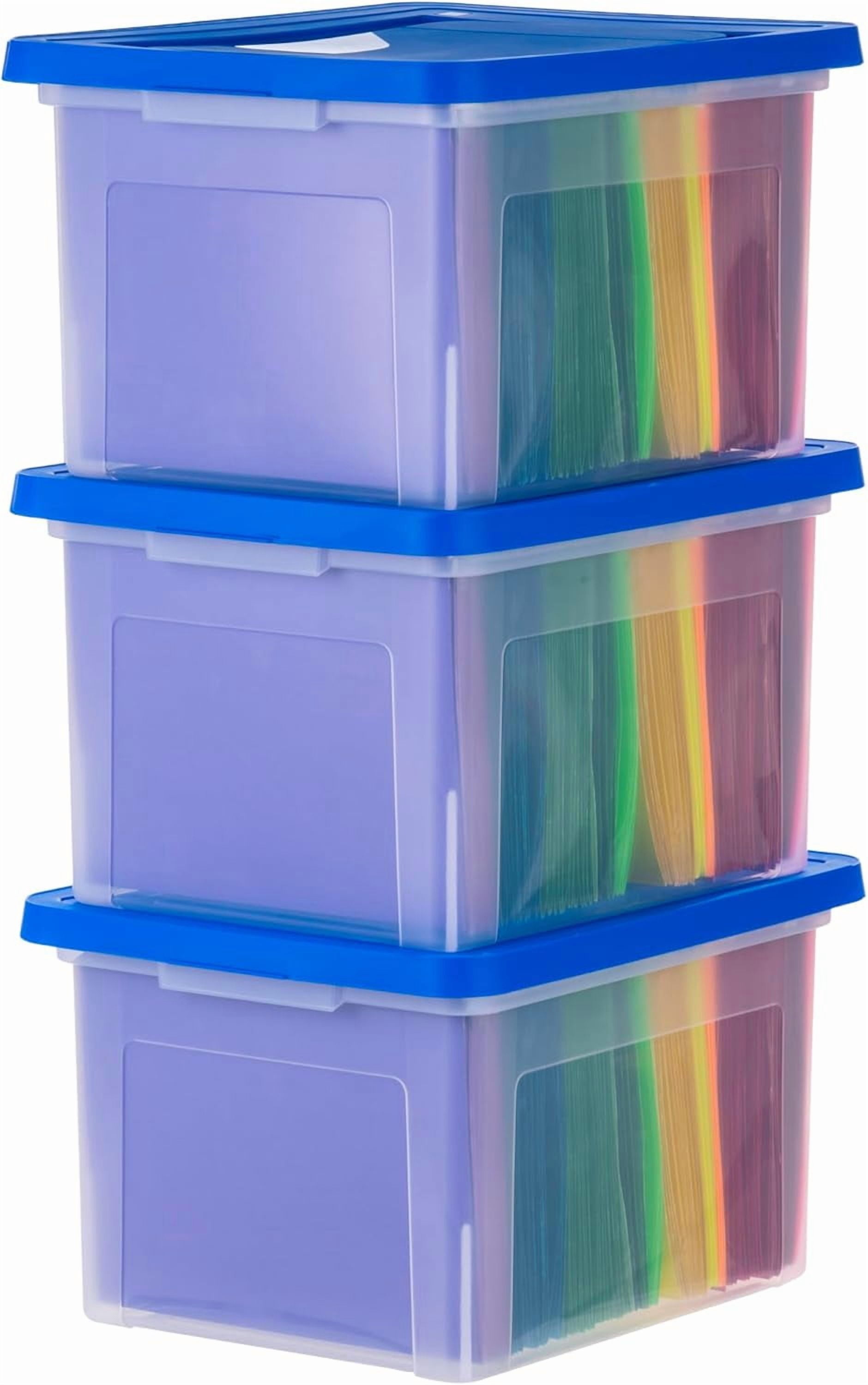 IRIS 35 Qt Plastic File Box, Stackable Nestable, Blue, 3Pk - Walmart.com