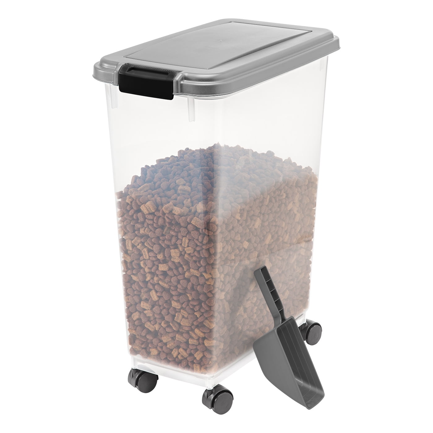 Food storage top with scoop
