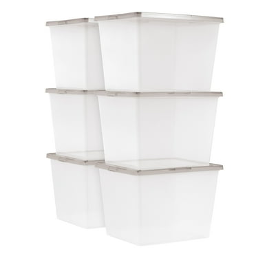IRIS 36 Qt. Plastic Storage Bins with Lids, Stackable Storage Containers, Totes, 6 Pack