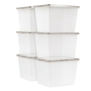 IRIS 36 Qt. Plastic Storage Bins with Lids, Stackable Storage Containers, Totes, 6 Pack