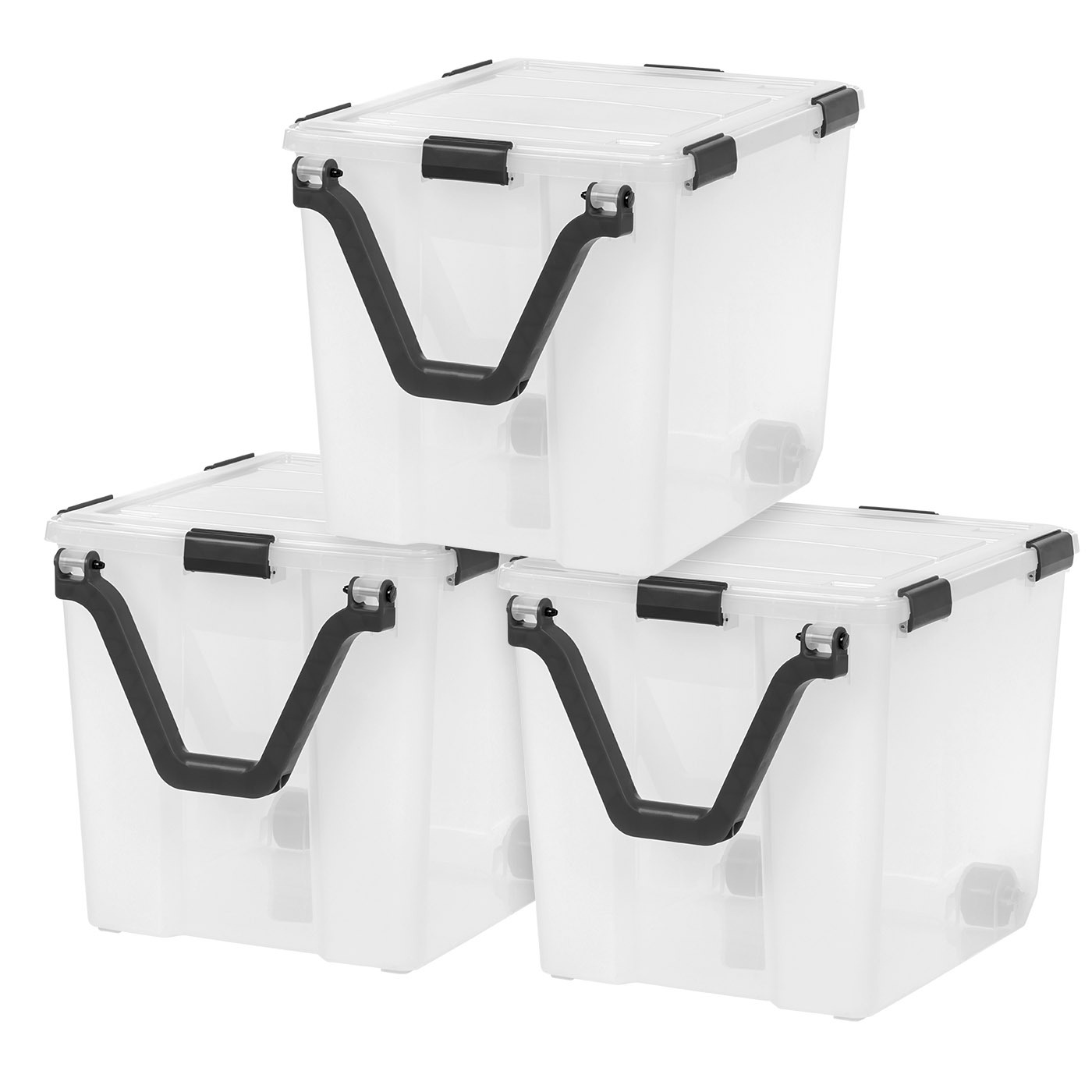 IRIS USA 2 Pack 103qt WEATHERPRO Airtight Wheeled Plastic Storage Bin