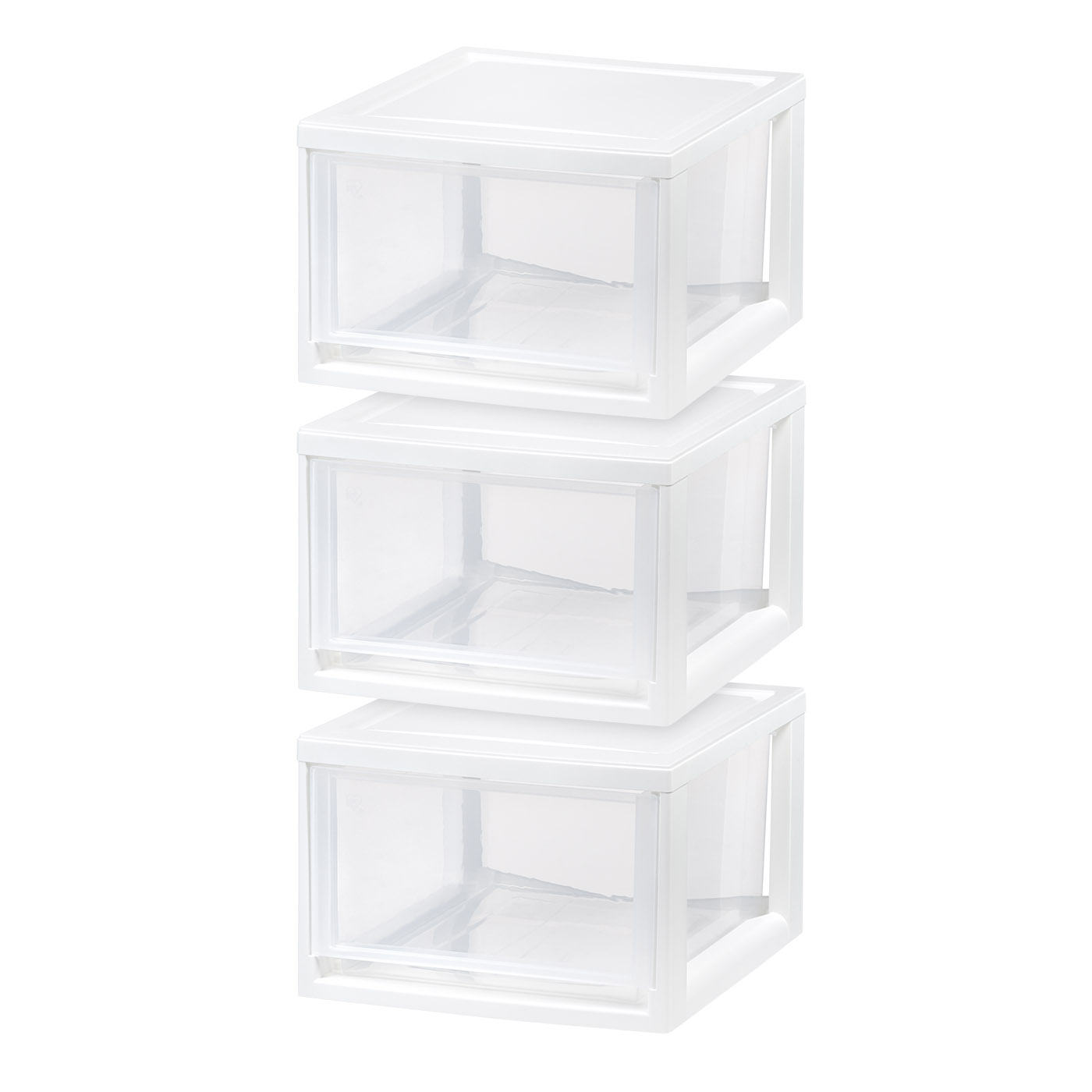 Iris USA 3 Pack 15qt Stackable Plastic Storage Drawers, White
