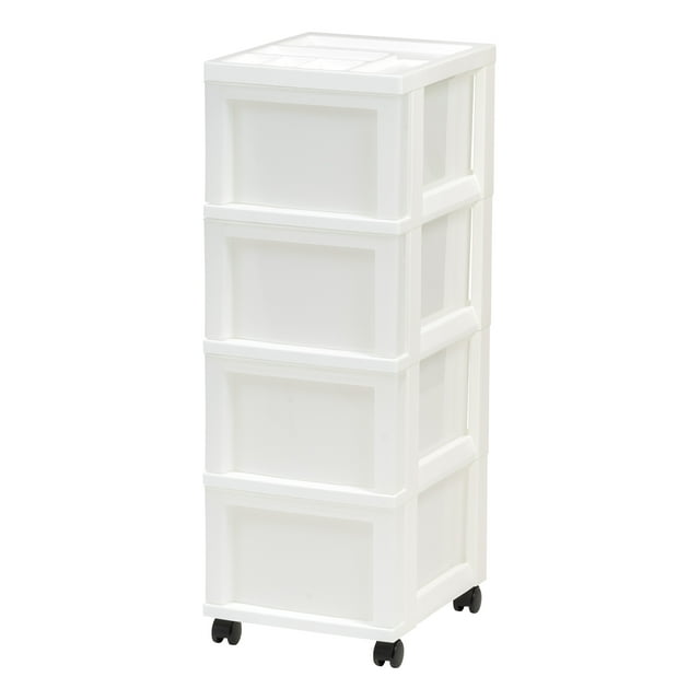 IRIS USA 4Drawer Plastic Storage Cart with Organizer Top and Wheels