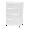 thumbnail image 1 of IRIS USA 4 Drawer Plastic Wide Storage Chest with 4 Casters, White/Natural, 1 of 8