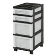 IRIS USA 4 Drawer Storage Cart with Organizer Top, Black
