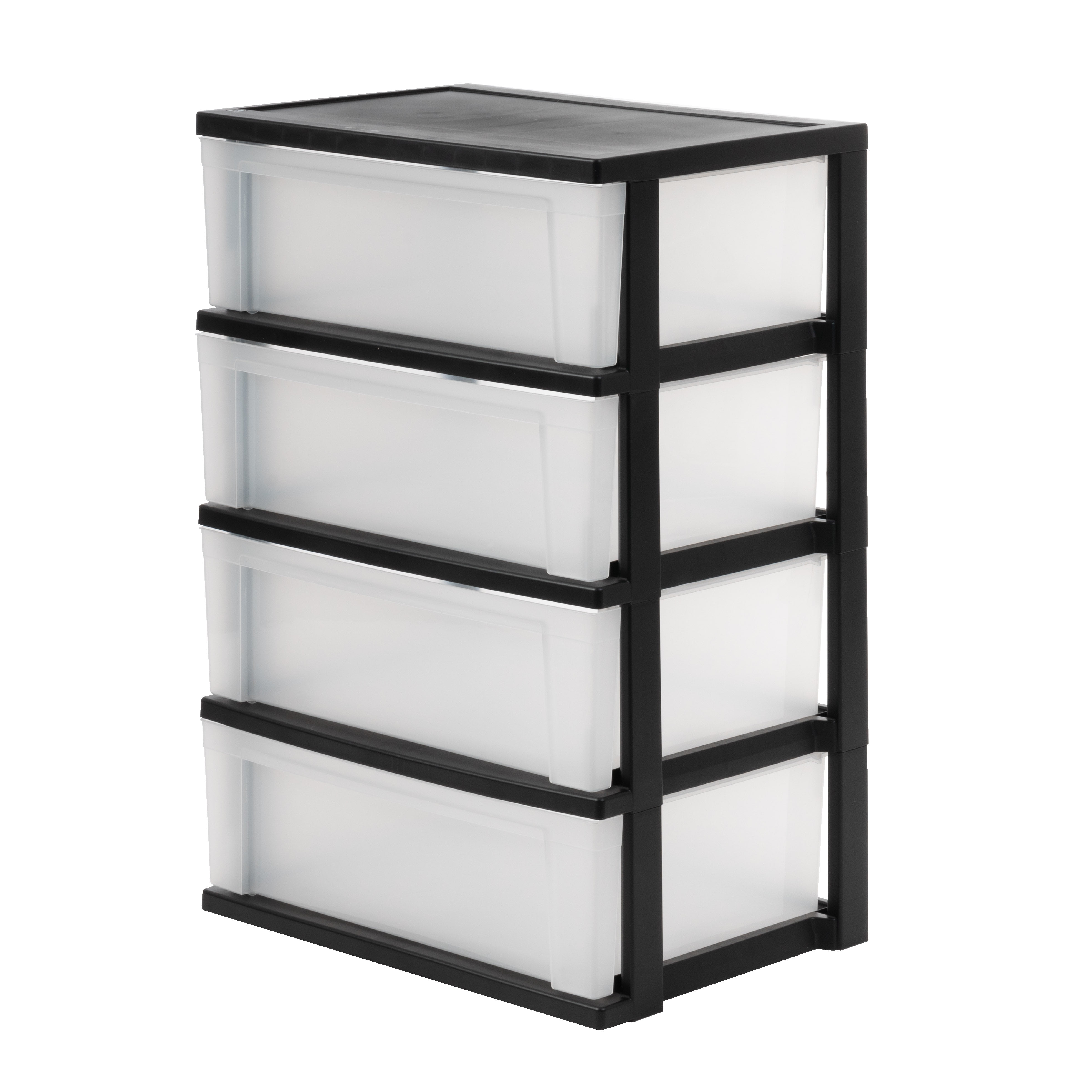 IRIS 4-Drawers Black Plastic Storage Drawer 14.13-in H x 14.25-in