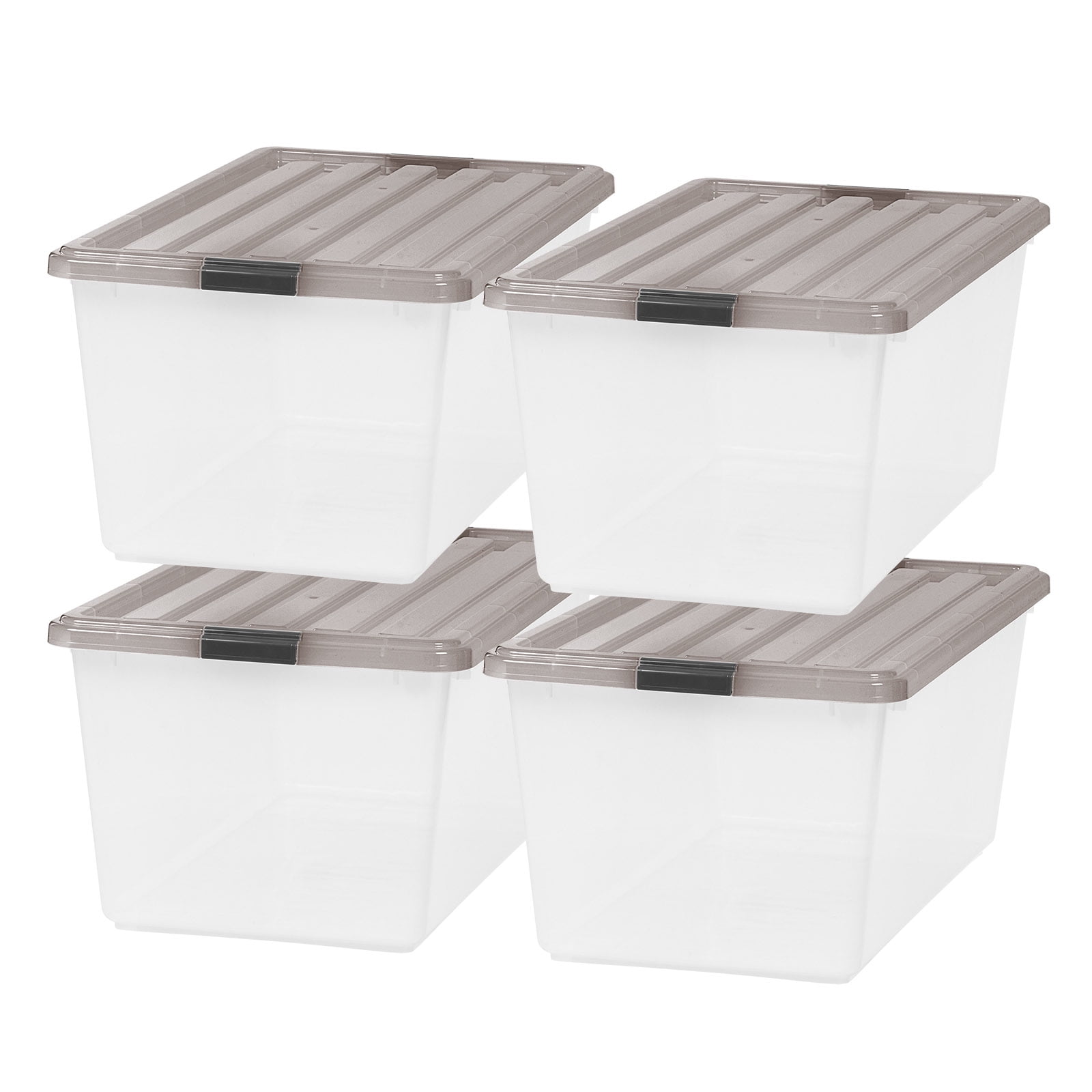 IRIS USA 4 Pack Large Heavy-Duty Storage Plastic Bin Tote Container,  Durable Lid, Black/Gray, 4 Units - Fry's Food Stores