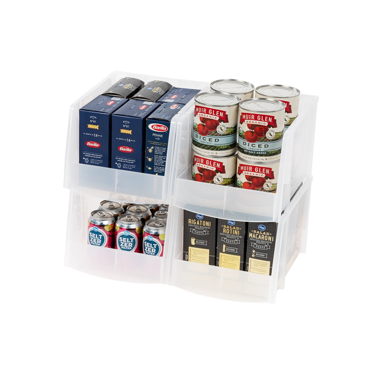Clear Jumbo Stackable Plastic Storage Bins with Open Front
