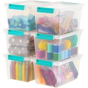 IRIS 4 Qt. Plastic Storage Bins Containers with Lids, 6 Pack, Stackable, Clear