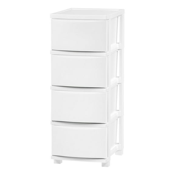 IRIS USA 4 Slim Drawer Storage, Organizer Unit for Bedroom, Closet, Kitchen, Bathroom, Laundry Room, Dorm, White Frame with Matte White Front Panels, Set of 1