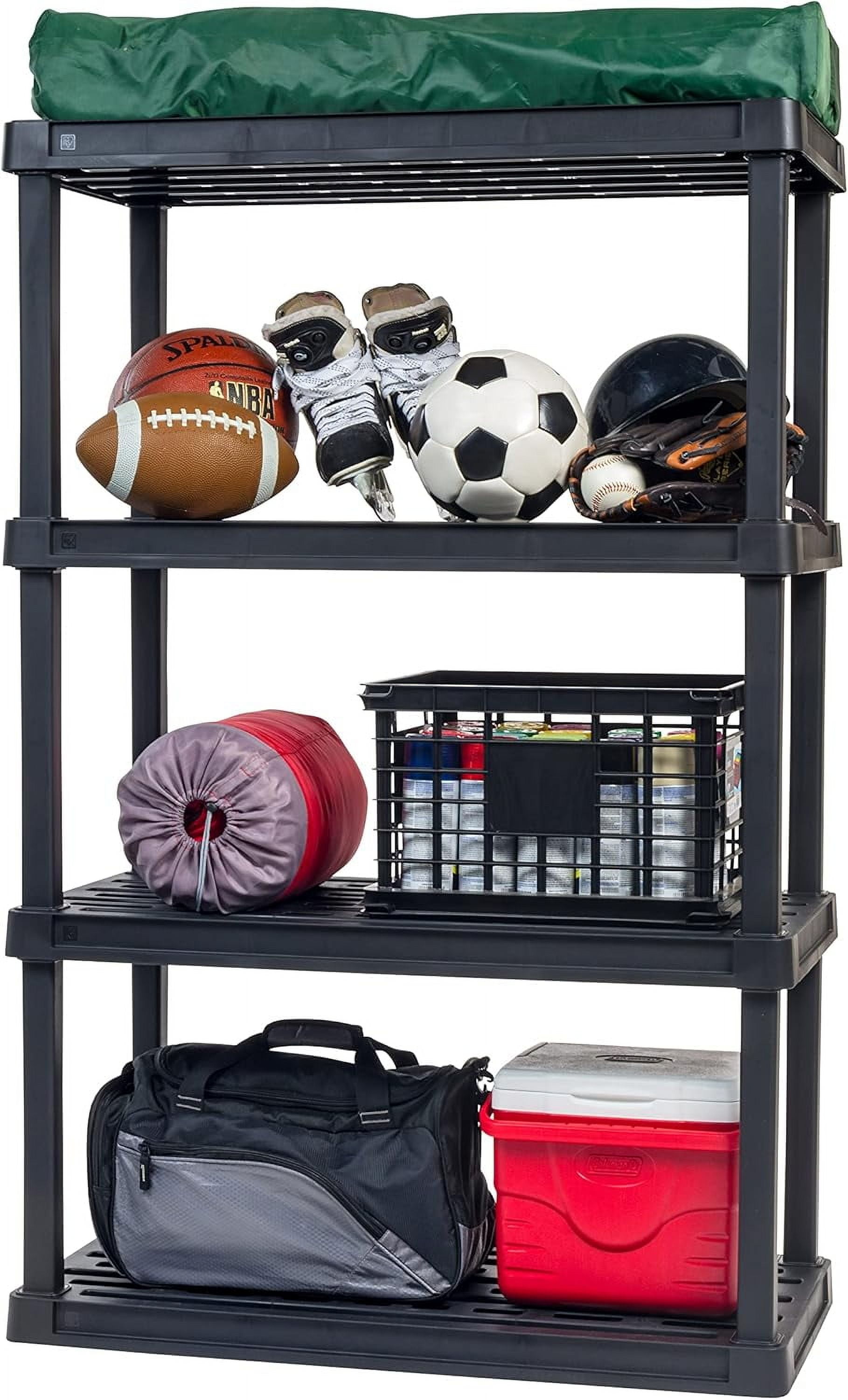 Black 4-Tier Heavy Duty Plastic Outdoor Shelving Unit