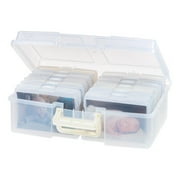IRIS USA, 4" x 6" Photo Card Craft Keeper Storage Boxes with Handle and 12 cases, Clear