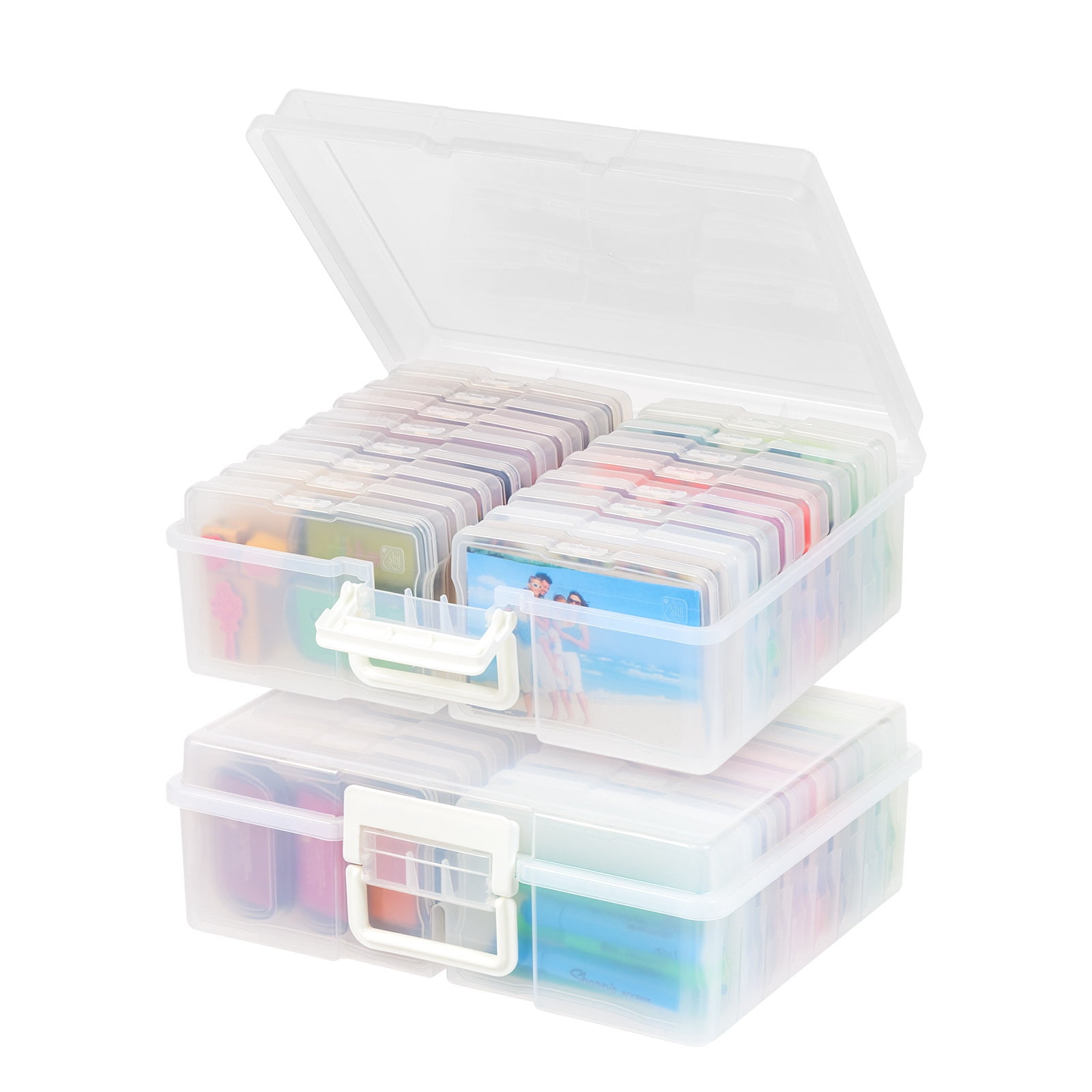 Clear Stackable Photo Storage Organizer with Snap Lid, 2-Pack