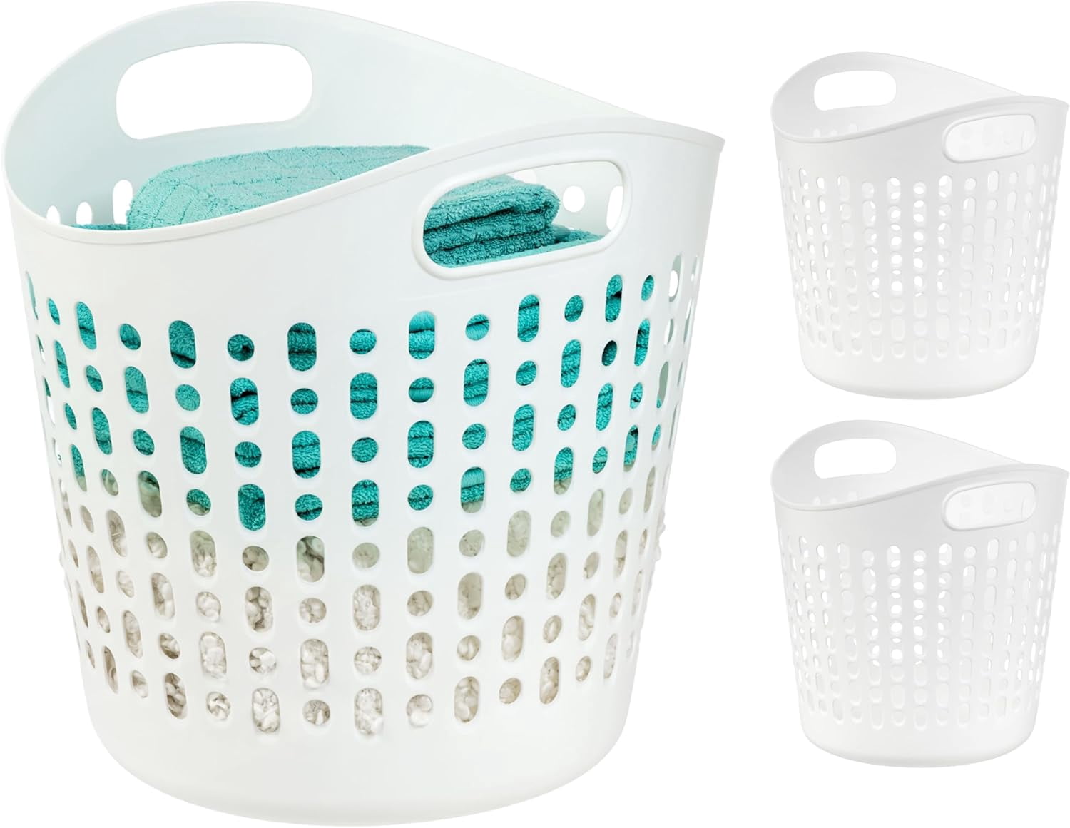 IRIS 40 L Plastic Laundry Basket Tall with Ventilation Holes, Flexible Clothes Hamper for Laundry Room Bedroom