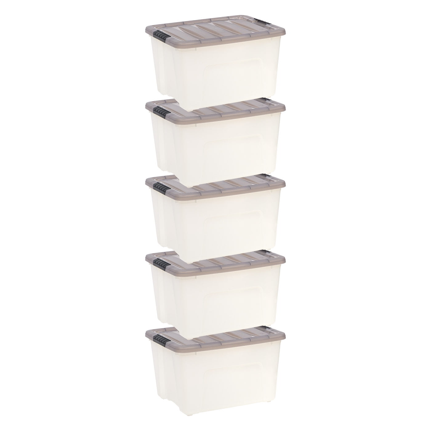 Clear Stackable Plastic Storage Bins with Latching Lids, 40 Qt.