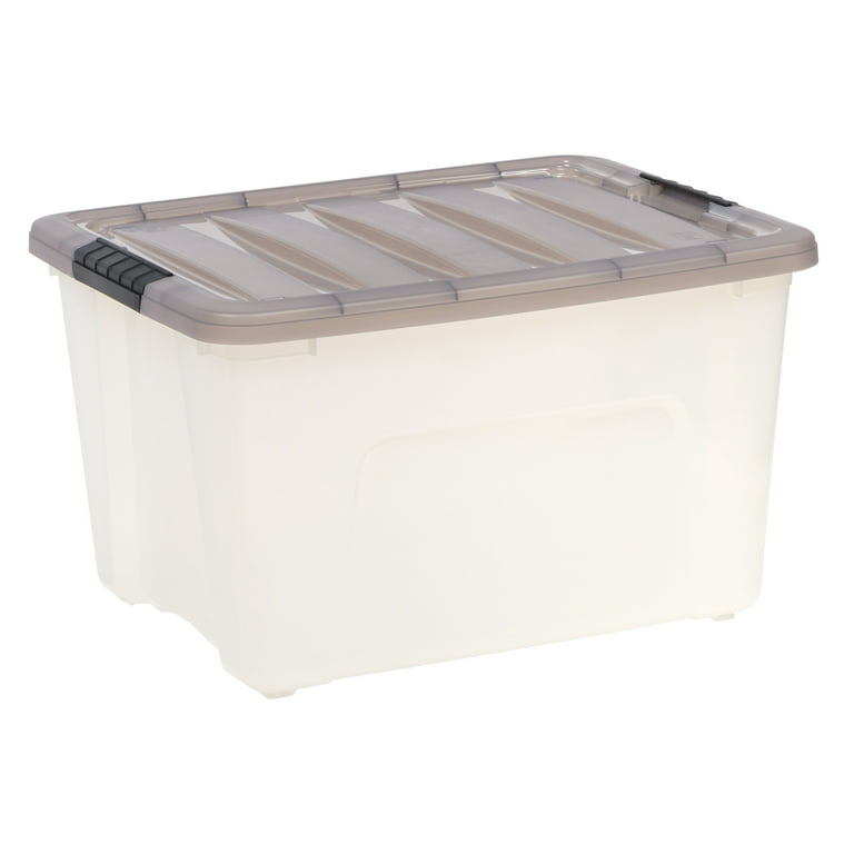 IRIS USA 40 Qt. (10 gal.) Stack & Pull™ Clear Plastic Storage Box with  Buckles, Gray