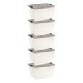 thumbnail image 1 of IRIS 40 Qt. Plastic Storage Bins with Lids, Stackable Storage Containers, Totes, 5 Pack, 1 of 10