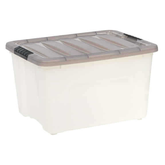 IRIS 40 Qt. Plastic Storage Bin with Lid, Stackable Storage Containers, Tote