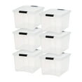 thumbnail image 1 of IRIS USA 40 Qt Stackable Plastic Storage Bins with Lids, 6 Pack - BPA-Free, Made in USA - See-Through Organizing Solution, Latches, Durable Nestable Containers, Secure Pull Handle - Clear, 1 of 9