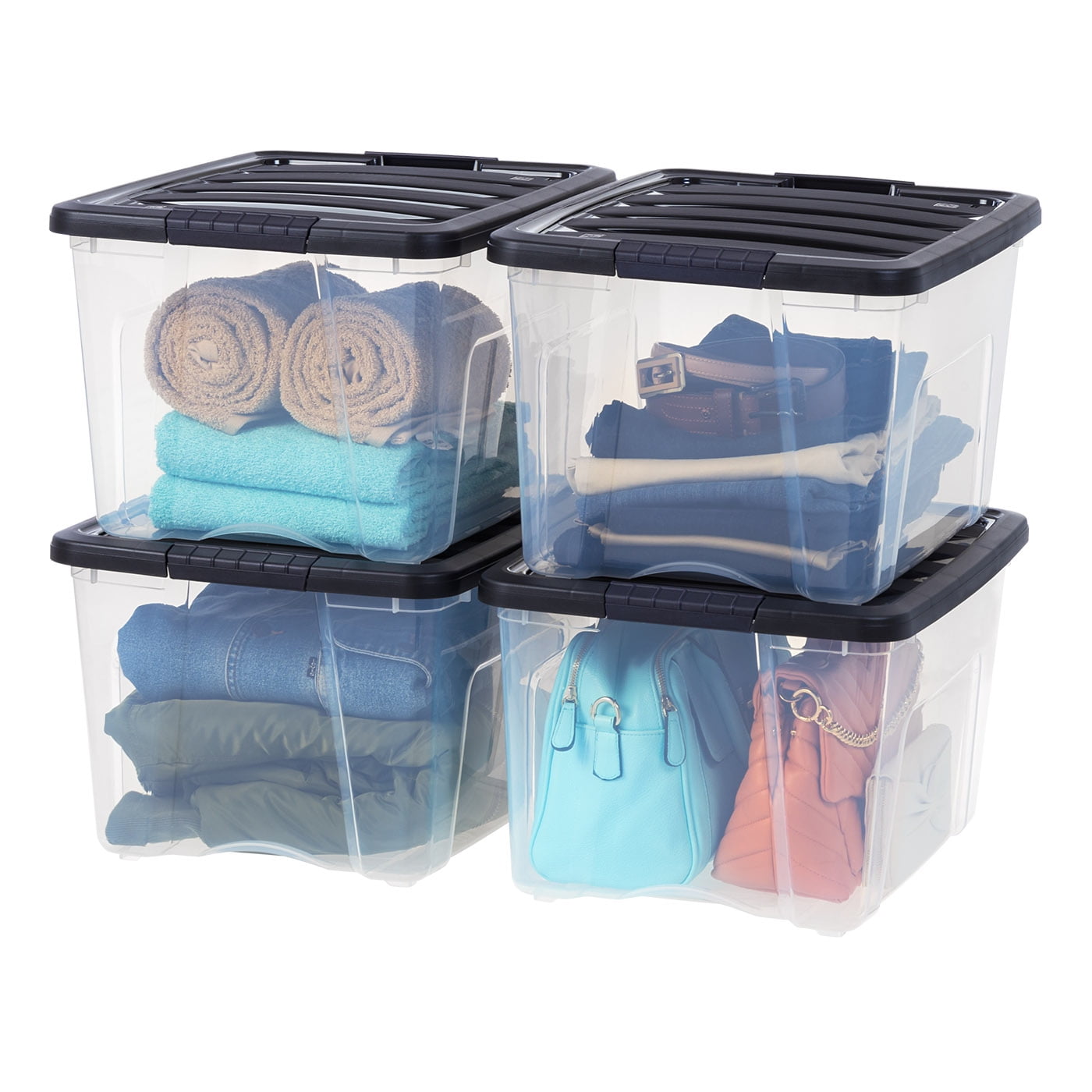 IRIS USA 40 Quart Stackable Plastic Storage Bins with Lids and Latching