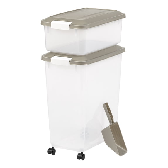 IRIS 51 Lbs Airtight Pet Food Container | Dog & Cat Food Storage Bin | Treat Box with Scoop
