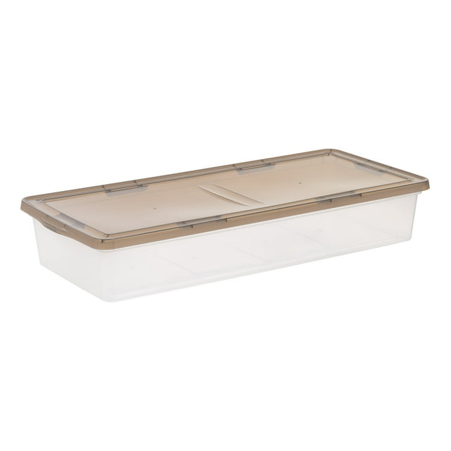 IRIS USA 41 Qt. (10 gal.) Plastic Under Bed Storage Box with Lid, Clear