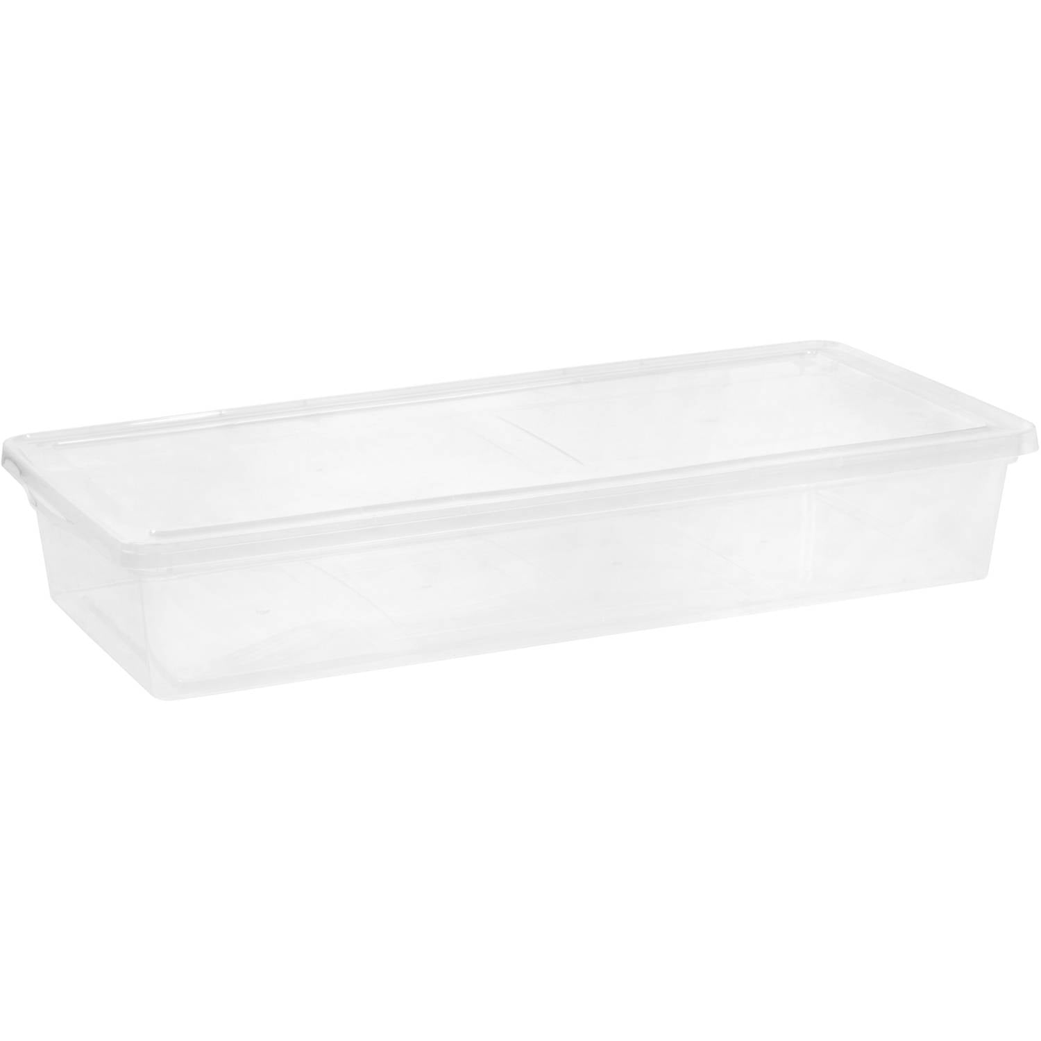 2 PACK Under Bed Storage Box 32 Qt Clear Latch Box Container