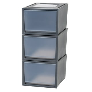 Iris USA 19 Quart Stack & Pull Clear Plastic Storage Box, Gray, 5 Pack