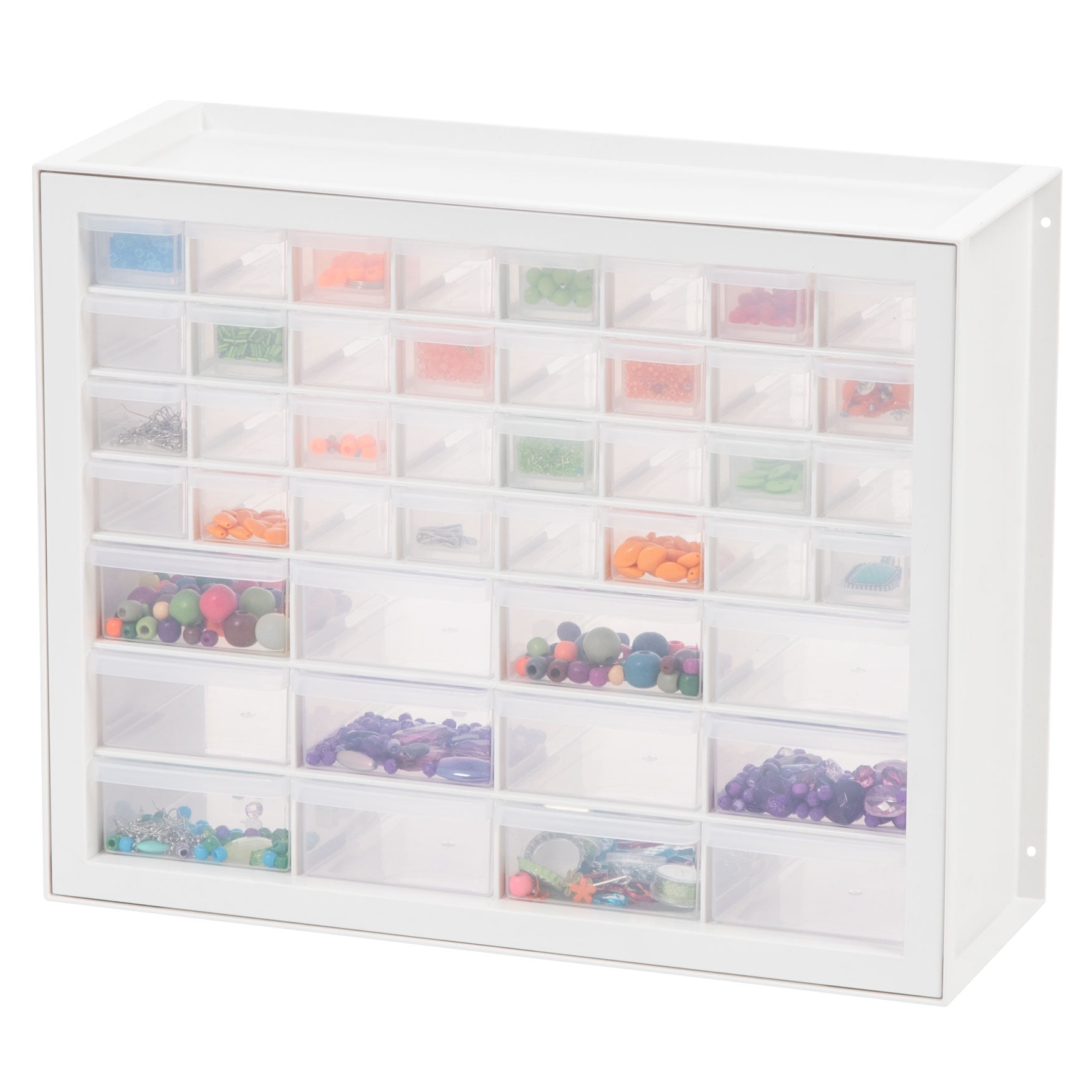 Compact White Stackable 44-Drawer Organizer Cabinet
