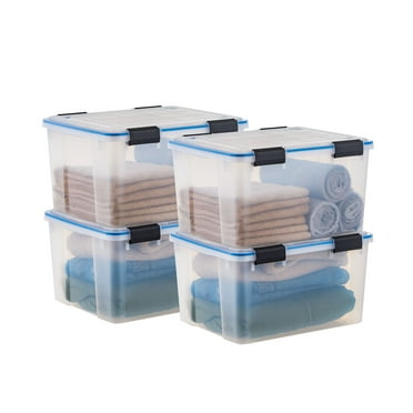 IRIS 44 Qt. Plastic Storage Bins with Sealed Lids, Clear Gasket Box, Airtight Containers 4Pk