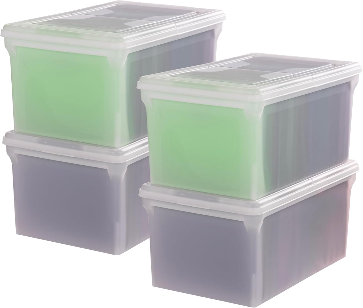 Stackable Plastic File Box IRIS 44 Qt Plastic File Box, Stackable Nestable, Pearl, 4Pk - Walmart.com