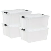 IRIS USA, 45 Qt. (11.25 gal.) Clear Latch Box, Stackable Plastic Storage Bin with Lid, Set of 4