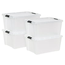 IRIS USA, 45 Qt. (11.25 gal.) Clear Latch Box, Stackable Plastic Storage Bin with Lid, Set of 4