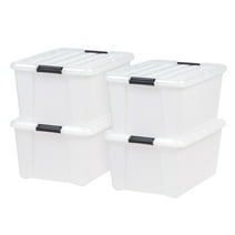 IRIS USA, 45 Qt. (11.25 gal.) Pearl Latch Box, Stackable Plastic Storage Bin with Lid, Set of 4