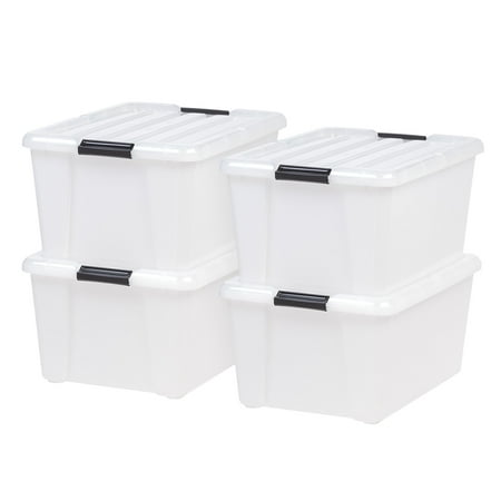 IRIS 45 Qt Plastic Storage Bins with Lids, Stackable Storage Containers, Totes, 4Pk