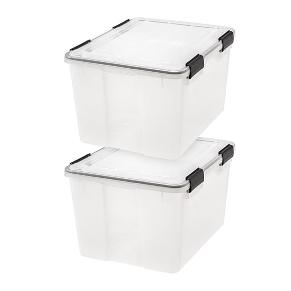 IRIS 47 Qt Storage Box with Gasket Seal Lid- Heavy Duty Moving Containers with Tight Latch, 2Pk