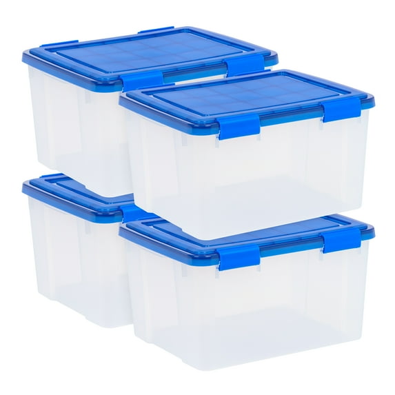 IRIS 46 Qt. Plastic Storage Bins with Sealed Lids, Clear Gasket Box, Airtight Containers 4Pk
