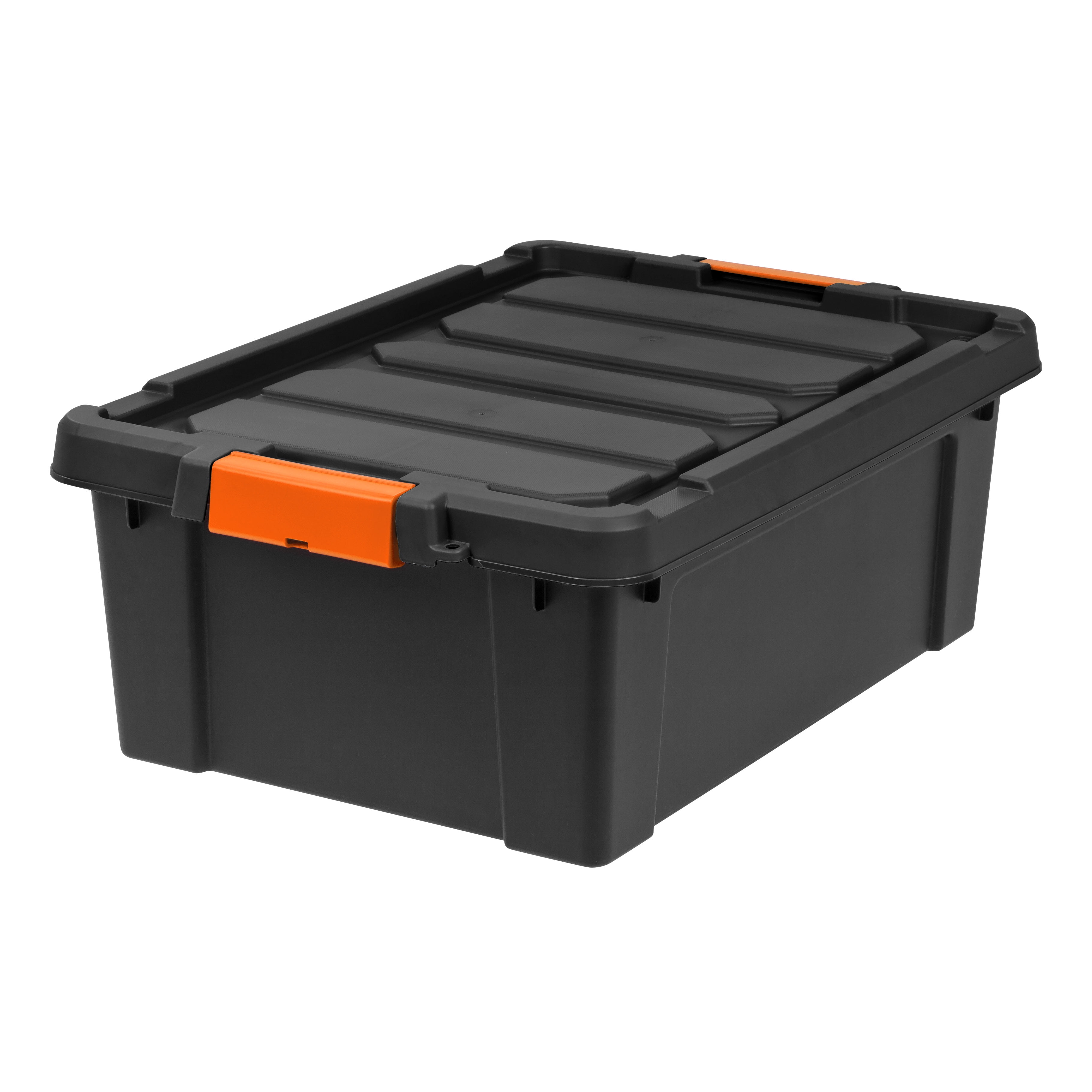 5 x 36L Heavy Duty Storage Boxes With Lid Black Recycled Plastic Containers  Home